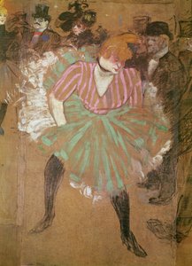Táblák a Goulue kunyhóhoz, a párizsi Tréne vásáron. A tánc a Moulin-Rouge-ban: la Goulue (Louise Weber), 1895 alkotó: Henri de Toulouse Lautrec